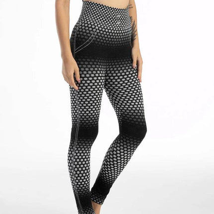Women Grey Honeycomb High Elastic Fitness Leggings - Fitness Leggings - Burlapp - Mad Fly Essentials