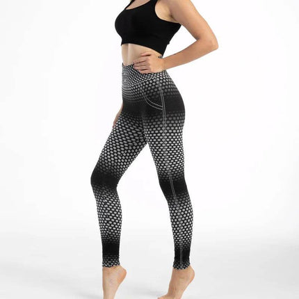 Women Grey Honeycomb High Elastic Fitness Leggings - Fitness Leggings - Burlapp - Mad Fly Essentials