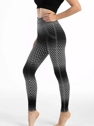 Women Grey Honeycomb High Elastic Fitness Leggings - Mad Fly Essentials
