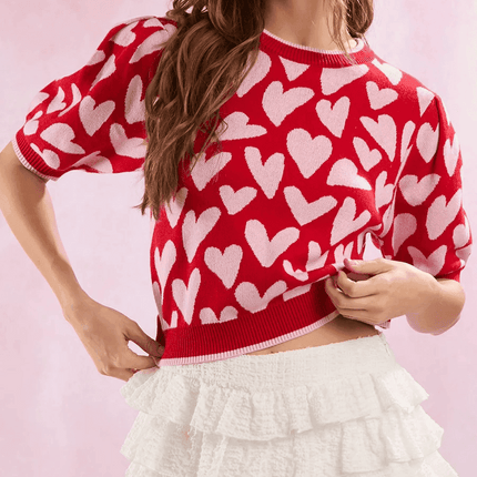 Women Half Sleeve Heart Casual Sweater - Sweater - trafza - Mad Fly Essentials