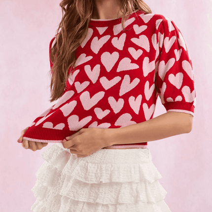 Women Half Sleeve Heart Casual Sweater - Sweater - trafza - Mad Fly Essentials