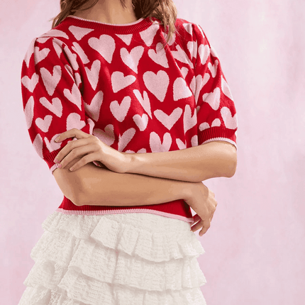 Women Half Sleeve Heart Casual Sweater - Sweater - trafza - Mad Fly Essentials