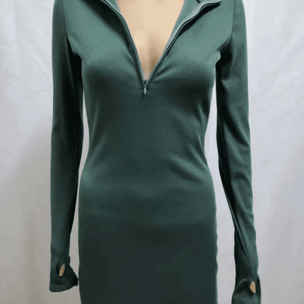 Women Half Zip Bodycon Party Dress - Party Dress - INSVERY - Mad Fly Essentials
