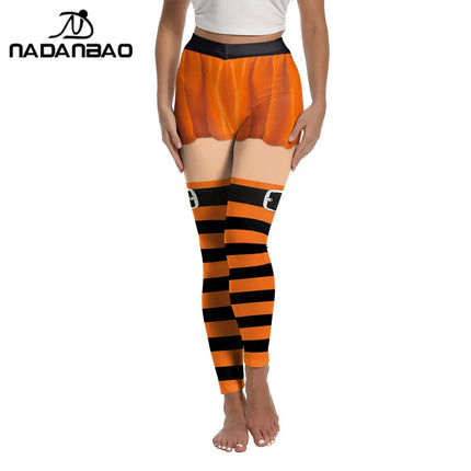 Women Halloween Punk Ghost Striped Fitness Leggings - Fitness Leggings - You're My Secret - Mad Fly Essentials