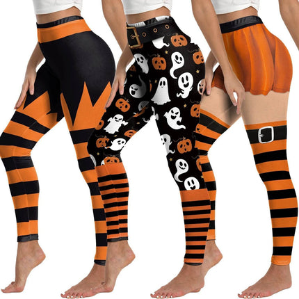 Women Ghost Striped Fitness Leggings - Mad Fly Essentials