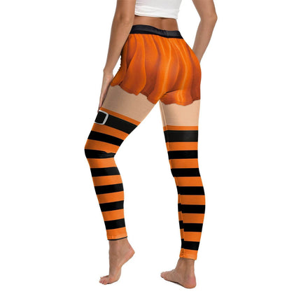 Women Halloween Punk Ghost Striped Fitness Leggings - Fitness Leggings - You're My Secret - Mad Fly Essentials