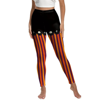 Women Halloween Punk Ghost Striped Fitness Leggings - Fitness Leggings - You're My Secret - Mad Fly Essentials