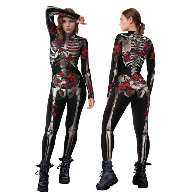 Women Halloween Skeleton Cosplay Jumpsuit - Mad Fly Essentials