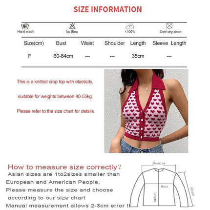 Women Halter Backless Love Hearts Crop Top - Mad Fly Essentials