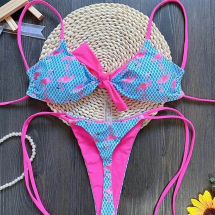 Women Halter Flamingo Bikini Swimwear Set - Swimwear Set - RUOTONGSEPT - Mad Fly Essentials