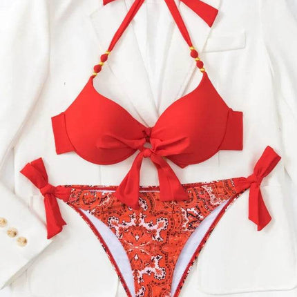 Women Halter High Floral Tankini Set - Tankini Set - VigoBreviya - Mad Fly Essentials