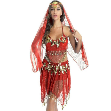 Women Halter Sequin Belly Dance Costume Set - Costume Set - Tiaobug - Mad Fly Essentials