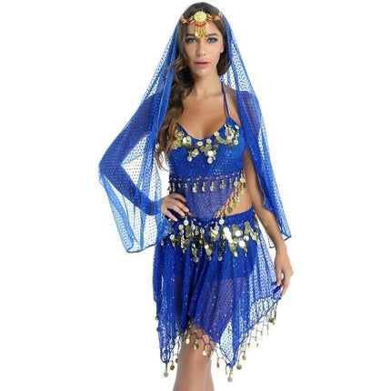 Women Halter Sequin Belly Dance Costume Set - Costume Set - Tiaobug - Mad Fly Essentials
