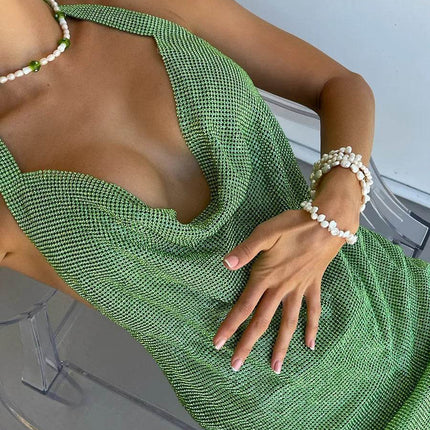 Women Halter Sequin Evening Mini Dress - Mini Dress - FestivalQueen - Mad Fly Essentials