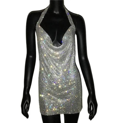 Women Halter Sequin Evening Mini Dress - Mini Dress - FestivalQueen - Mad Fly Essentials
