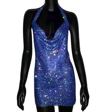 Women Halter Sequin Evening Mini Dress - Mini Dress - FestivalQueen - Mad Fly Essentials