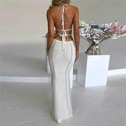 Women Halter Tie - up Knitted Beach Maxi Dress - Maxi Dress - SexyLacey - Mad Fly Essentials