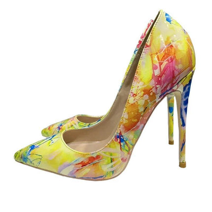 Women Hawaiian Graffiti Pointed High Heels - High Heels - Tikicup - Mad Fly Essentials