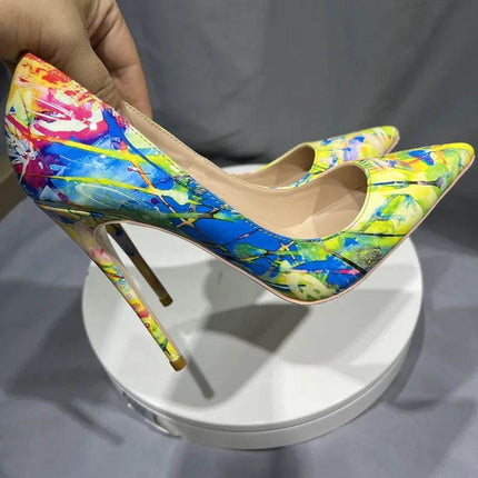 Women Hawaiian Graffiti Pointed High Heels - High Heels - Tikicup - Mad Fly Essentials