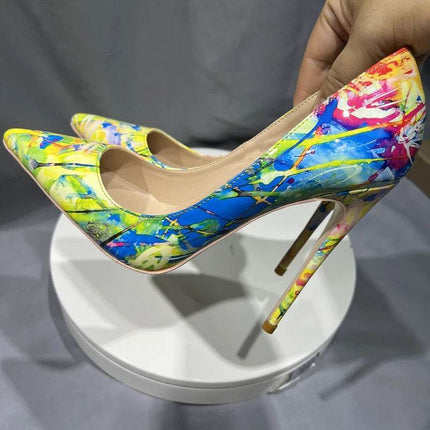 Women Hawaiian Graffiti Pointed High Heels - High Heels - Tikicup - Mad Fly Essentials