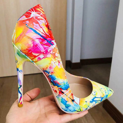 Women Hawaiian Graffiti Pointed High Heels - High Heels - Tikicup - Mad Fly Essentials