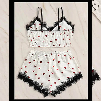 Women Heart 2pc Pajama Set Nightgown - Nightgown - Animal Unicorn - Mad Fly Essentials