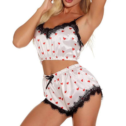 Women Heart 2pc Pajama Set Nightgown - Mad Fly Essentials