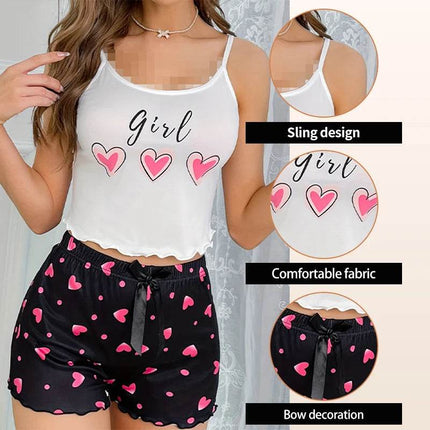 Women Heart Shaped Girly Pajama Set - Pajama Set - Animal Unicorn - Mad Fly Essentials