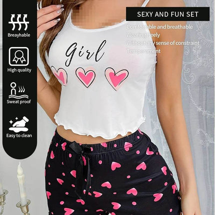Women Heart Shaped Girly Pajama Set - Pajama Set - Animal Unicorn - Mad Fly Essentials