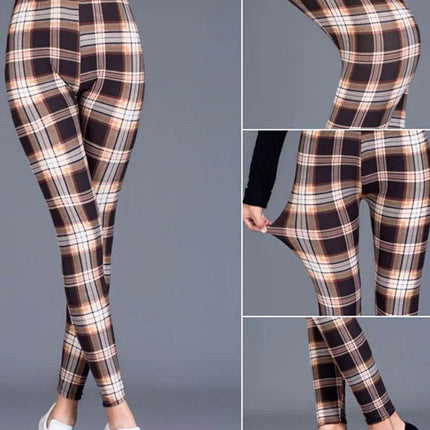 Women High - Elasticity Plaid Fitness Leggings - Fitness Leggings - INITIALDREAM - Mad Fly Essentials