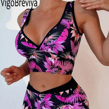 Women High Waist Floral Shorts Swimwear Set - Swimwear Set - VigoBreviya - Mad Fly Essentials
