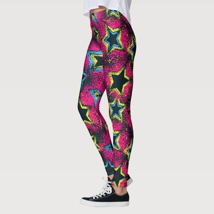 Women High Waist Graffiti Star S - 3XL Fitness Leggings - Fitness Leggings - FCCEXIO - Mad Fly Essentials