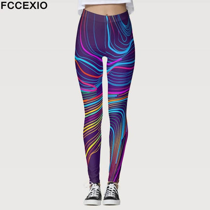 Women High Waist Graffiti Star S - 3XL Fitness Leggings - Fitness Leggings - FCCEXIO - Mad Fly Essentials