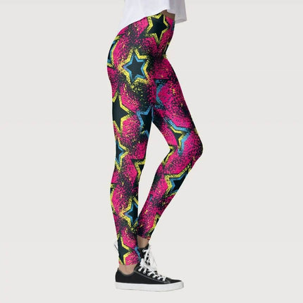 Women High Waist Graffiti Star S - 3XL Fitness Leggings - Fitness Leggings - FCCEXIO - Mad Fly Essentials