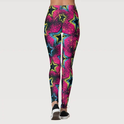 Women High Waist Graffiti Star S - 3XL Fitness Leggings - Fitness Leggings - FCCEXIO - Mad Fly Essentials