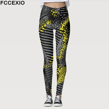 Women High Waist Graffiti Star S - 3XL Fitness Leggings - Fitness Leggings - FCCEXIO - Mad Fly Essentials