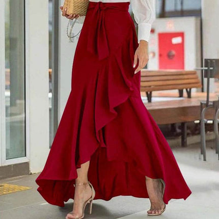 Women High Waist Irregular Hem Maxi Skirt - Skirt - Stefani Lee - Mad Fly Essentials