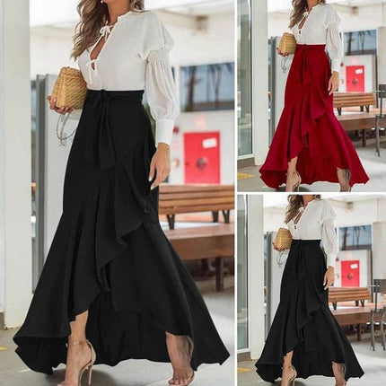 Women High Waist Irregular Hem Maxi Skirt - Skirt - Stefani Lee - Mad Fly Essentials