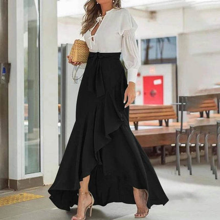 Women High Waist Irregular Hem Maxi Skirt - Skirt - Stefani Lee - Mad Fly Essentials
