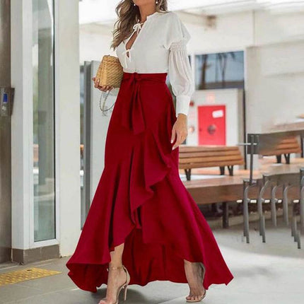 Women High Waist Irregular Hem Maxi Skirt - Skirt - Stefani Lee - Mad Fly Essentials