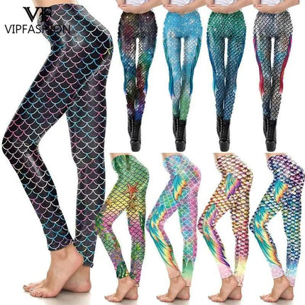 Women High - Waist Mermaid Fitness Leggings - Fitness Leggings - VF Fashion - Mad Fly Essentials