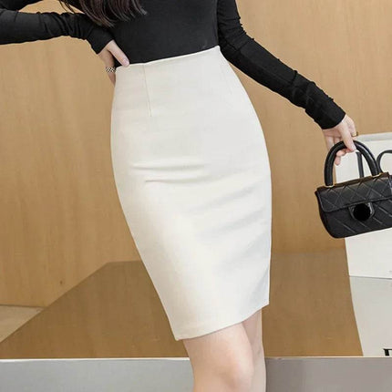 Women High Waist Solid White Pencil Skirt - Skirt - AOMEI - Mad Fly Essentials