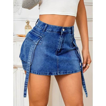 Women High Waisted Y2K Denim Mini Skirt - Mini Skirt - RFORX PANS - Mad Fly Essentials