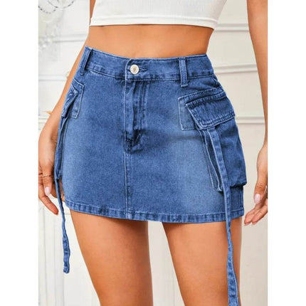 Women High Waisted Y2K Denim Mini Skirt - Mini Skirt - RFORX PANS - Mad Fly Essentials