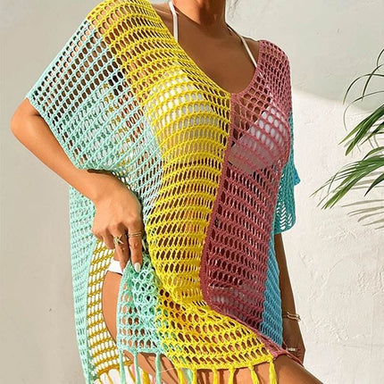 Women Hollow Rainbow Bikini Cover Up Beach Dress - Beach Dress - Beach Fellow - Mad Fly Essentials