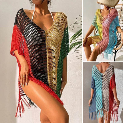 Women Hollow Rainbow Bikini Cover Up Beach Dress - Beach Dress - Beach Fellow - Mad Fly Essentials