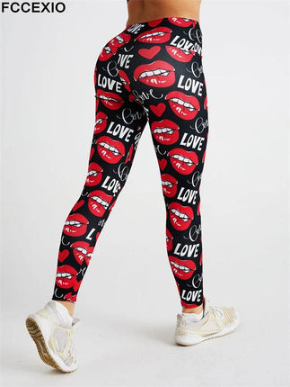 Women Hot New Lip Swag 3D Fitness Leggings - Fitness Leggings - FCCEXIO - Mad Fly Essentials