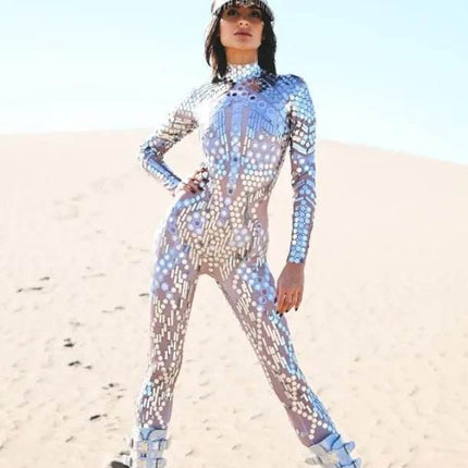 Women Jumpsuit Sequin Lace Nightclub Outfit - Mad Fly Essentials