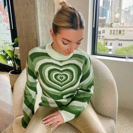 Women Knitted 90s Vintage Heart Sweater - Mad Fly Essentials