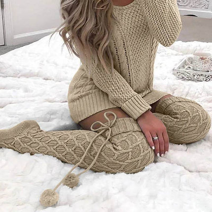 Women Knitted Bow Casual Winter Socks - Mad Fly Essentials